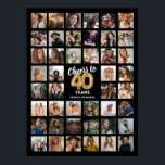 44 Photo Collage 40th Birthday Poster<br><div class="desc">Step into the world of nostalgia with our one-of-a-kind 40th Birthday Poster. Featuring a heartwarming collage of 44 photos which perfectly encapsulate treasured moments from your life, this foam board is the perfect way to say 'cheers to 40 years.' Customize it with your name to make it truly personal and...</div>