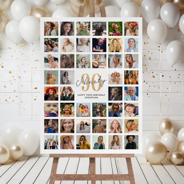 44 Photo Collage 90th Birthday Party Foam Board (Creator Uploaded)