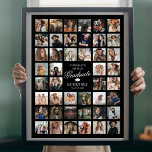 44 Photo Collage Graduation Poster<br><div class="desc">Custom graduation keepsake poster featuring a 44 photo collage of special moments of the graduates life,  the saying 'congrats to our graduate',  a mortarboard cap,  their name,  and the class year.</div>