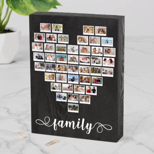 44 Photo Collage Instant Camera Film Family Heart  Wooden Box Sign