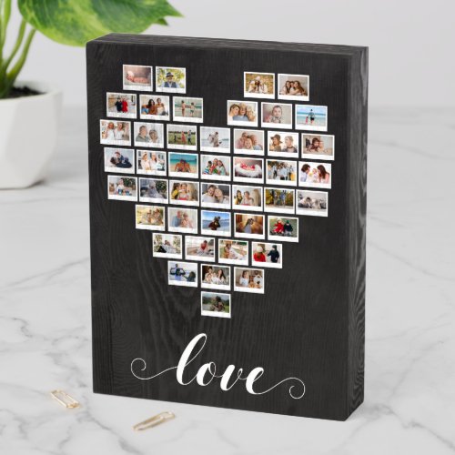 44 Photo Collage Love Instant Camera Film Heart  Wooden Box Sign