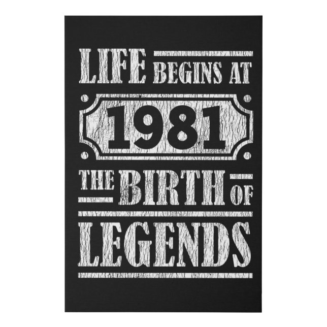 44 Year Old 1981 Birth Of Legend 44th Birthday Faux Canvas Print (Front)