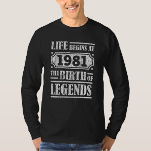 44 Year Old 1981 Birth Of Legend 44th Birthday T-Shirt
