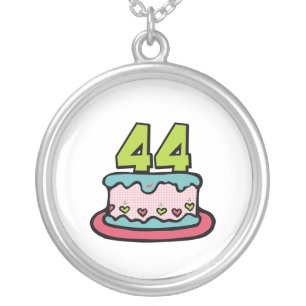 44 Year Old Birthday Cake Silver Plated Necklace