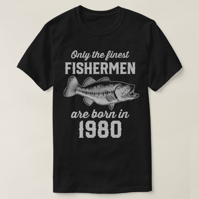 44 Year Old Fisherman Fishing 1980 44th Birthday  T-Shirt (Design Front)
