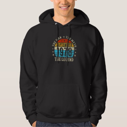 44 Year Old The Man Myth Legend September 1978 44t Hoodie