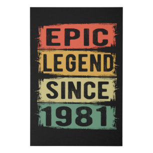 44 Years Old Bday 1981 Epic Legend 44th Birthday Faux Canvas Print