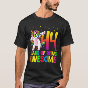 44 Years Old Birthday Unicorn Dabbing 44Th Birthda T-Shirt