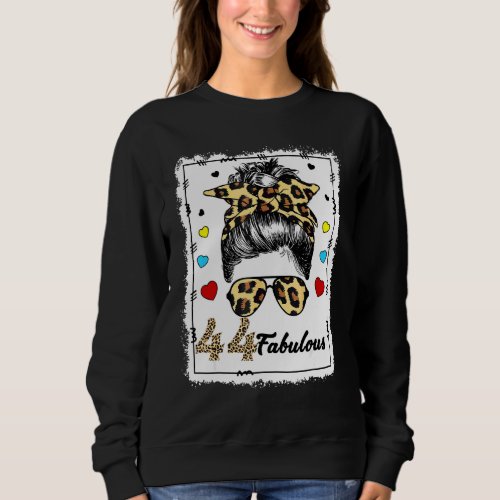 44 Years Old Fabulous Messy Bun Leopard 1978 Birth Sweatshirt