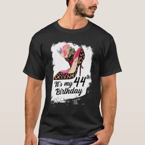 44 Years Old High Heels Leopard Its My 44th Birth T_Shirt