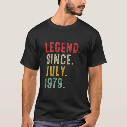 44 Years Old Legend Since July 1979  44th Birthday T_Shirt