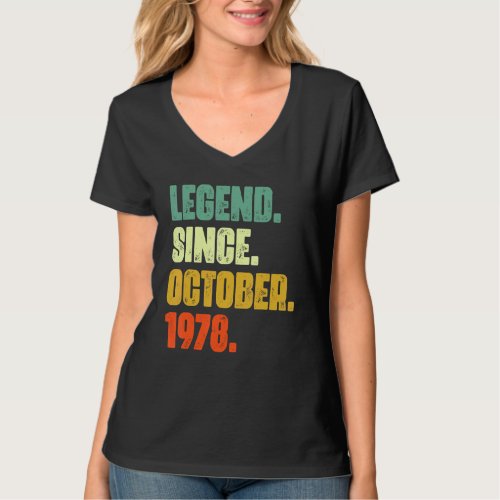 44 Years Old  Legend Since October 1978 44th Birth T_Shirt