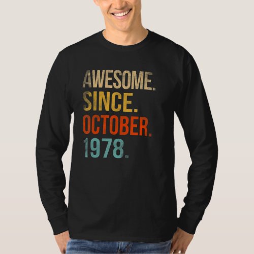 44th Birthday  44 Year Old Awesome Since October 1 T_Shirt