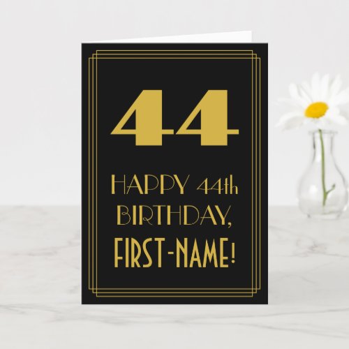 44th Birthday  Art Deco Inspired Look 44  Name Card