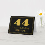 [ Thumbnail: 44th Birthday: Art Deco Inspired Look "44" & Name Card ]