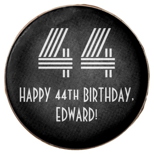 44th Birthday - Art Deco Inspired Look "44", Name Chocolate Covered Oreo (Front)