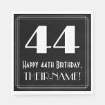 [ Thumbnail: 44th Birthday ~ Art Deco Inspired Look "44", Name Napkins ]