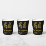 [ Thumbnail: 44th Birthday: Art Deco Inspired Look “44” & Name Paper Cups ]