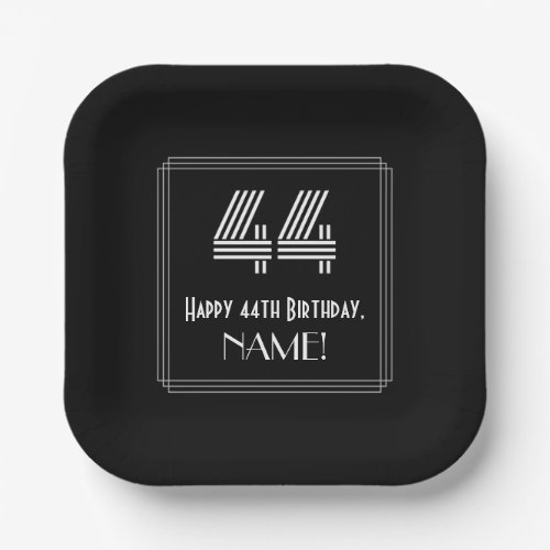 44th Birthday  Art Deco Inspired Look 44  Name Paper Plates