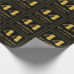 [ Thumbnail: 44th Birthday ~ Art Deco Inspired Look "44", Name Wrapping Paper ]