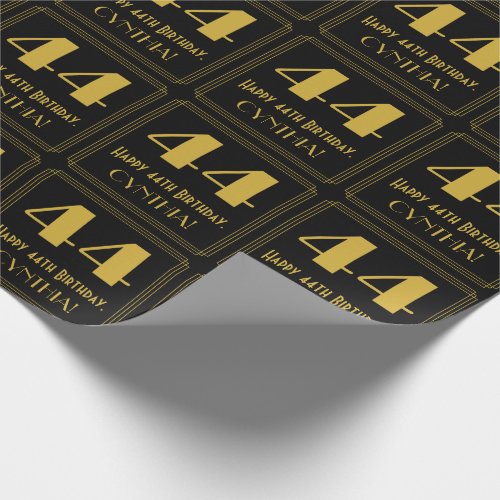 44th Birthday  Art Deco Inspired Look 44 Name Wrapping Paper
