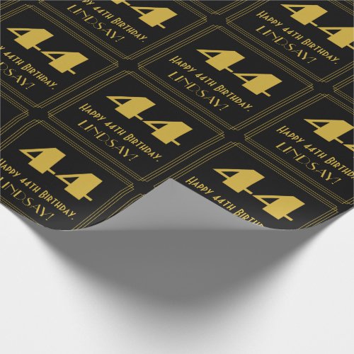 44th Birthday  Art Deco Inspired Look 44  Name Wrapping Paper
