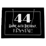 [ Thumbnail: 44th Birthday: Art Deco Inspired Style "44", Name Gift Bag ]