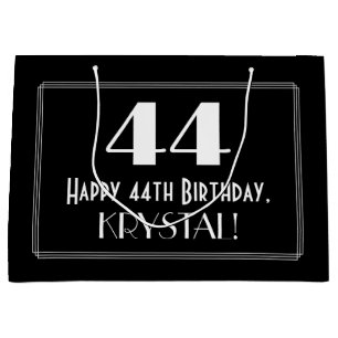 44th Birthday: Art Deco Inspired Style "44", Name Large Gift Bag