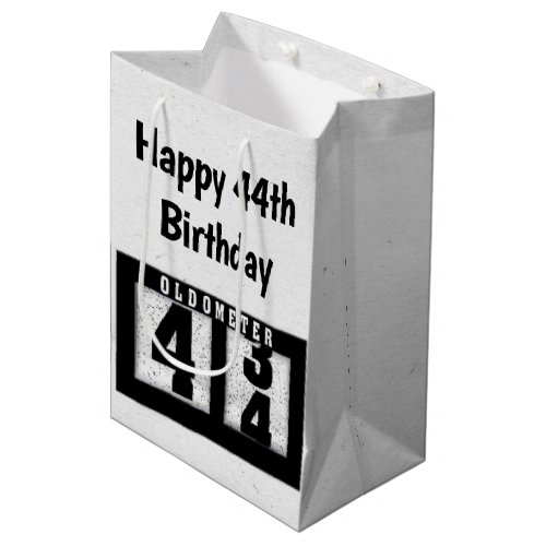 44th Birthday Black Odometer    Medium Gift Bag