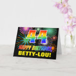 [ Thumbnail: 44th Birthday: Bold, Fun, Fireworks, Rainbow 44 Card ]