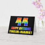 [ Thumbnail: 44th Birthday: Bold, Fun, Simple, Rainbow 44 Card ]