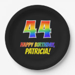 [ Thumbnail: 44th Birthday: Bold, Fun, Simple, Rainbow 44 Paper Plates ]