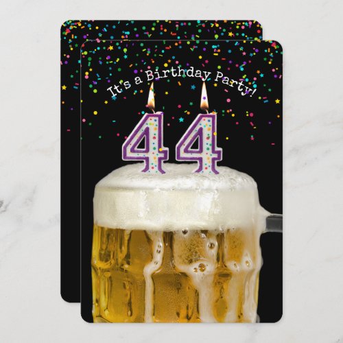 44th Birthday Candle Party Invitation