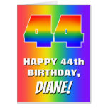 [ Thumbnail: 44th Birthday: Colorful, Fun Rainbow Pattern # 44 Card ]