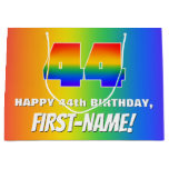 [ Thumbnail: 44th Birthday: Colorful, Fun Rainbow Pattern # 44 Gift Bag ]