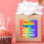 [ Thumbnail: 44th Birthday: Colorful, Fun Rainbow Pattern # 44 Sticker ]