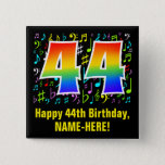 [ Thumbnail: 44th Birthday: Colorful Music Symbols, Rainbow 44 Button ]