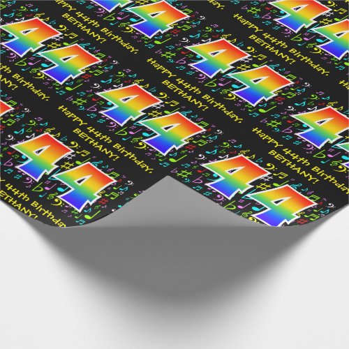 44th Birthday Colorful Music Symbols Rainbow 44 Wrapping Paper