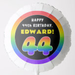 [ Thumbnail: 44th Birthday: Colorful Rainbow # 44, Custom Name Balloon ]