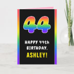 [ Thumbnail: 44th Birthday: Colorful Rainbow # 44, Custom Name Card ]