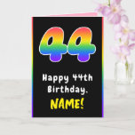 [ Thumbnail: 44th Birthday: Colorful Rainbow # 44, Custom Name Card ]