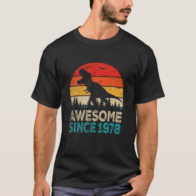 44Th Birthday Dinosaur 44 Year Old Awesome Since 1 T-Shirt (Front)