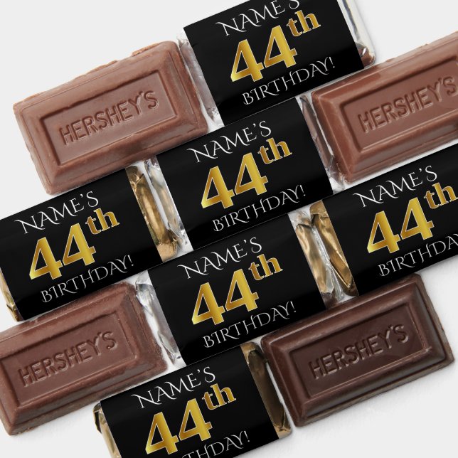 44th Birthday — Elegant, Faux Gold Look 44 + Name Hershey's Miniatures (Assorted)