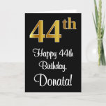 [ Thumbnail: 44th Birthday ~ Elegant Luxurious Faux Gold Look # Card ]