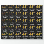 [ Thumbnail: 44th Birthday: Elegant Luxurious Faux Gold Look # Wrapping Paper ]