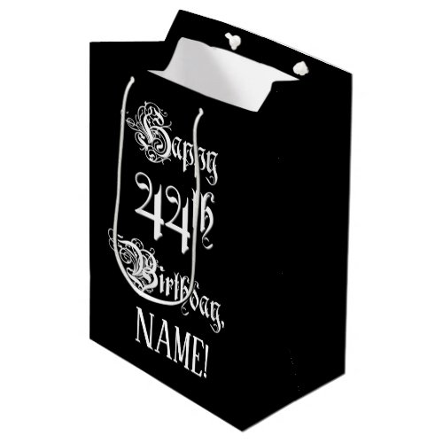 44th Birthday Fancy Elegant Script  Custom Name Medium Gift Bag