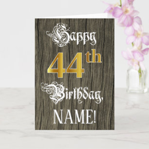 44th Birthday: Faux Gold Look + Faux Wood Pattern Card