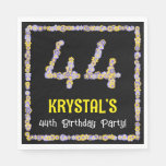 [ Thumbnail: 44th Birthday: Floral Flowers Number, Custom Name Napkins ]