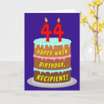 [ Thumbnail: 44th Birthday: Fun Cake and Candles + Custom Name Card ]