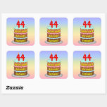 [ Thumbnail: 44th Birthday: Fun Cake and Candles + Custom Name Sticker ]